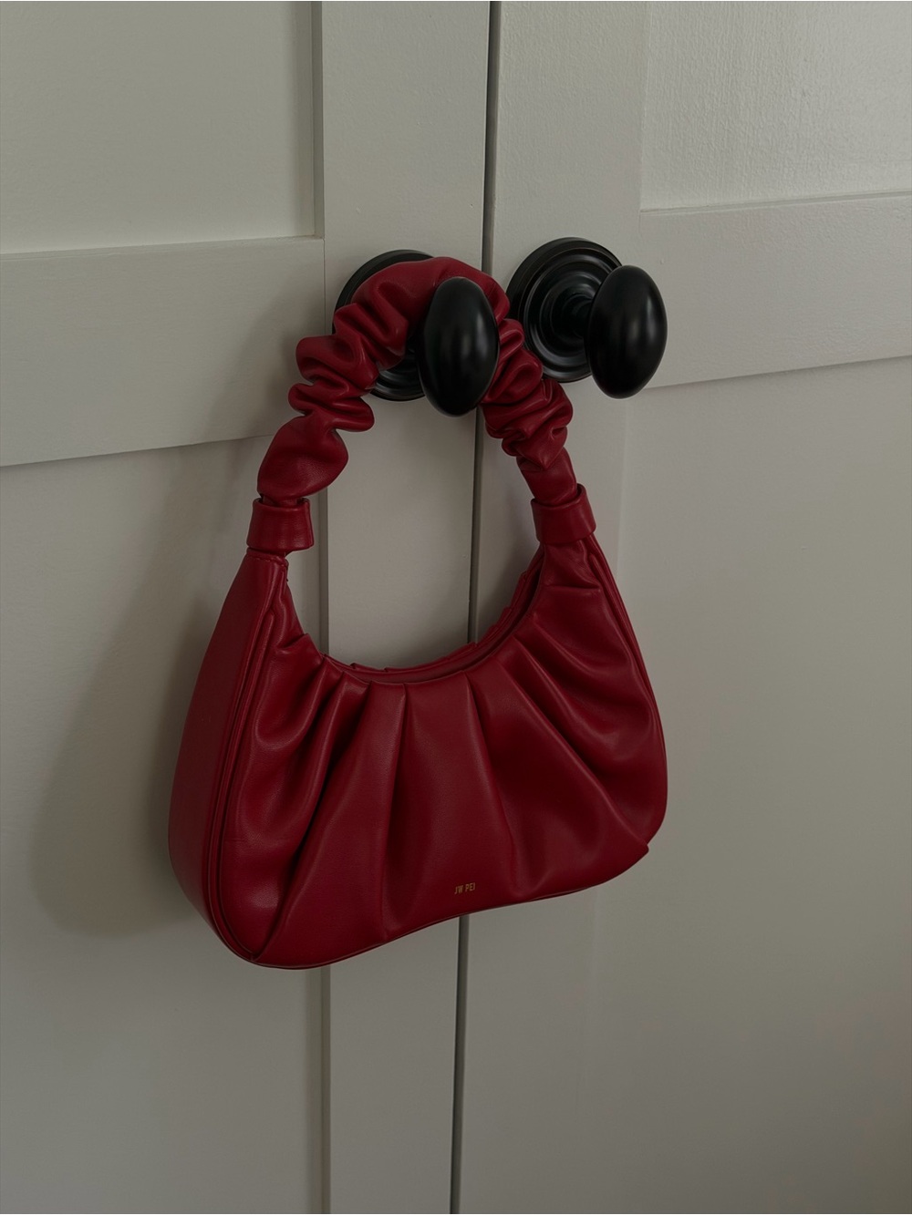 JW PEI Red Ruched Shoulder Bag